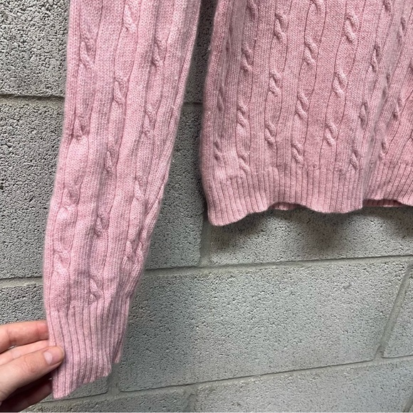 J. Crew Pink Wool Cabled Turtleneck - Picture 2 of 8